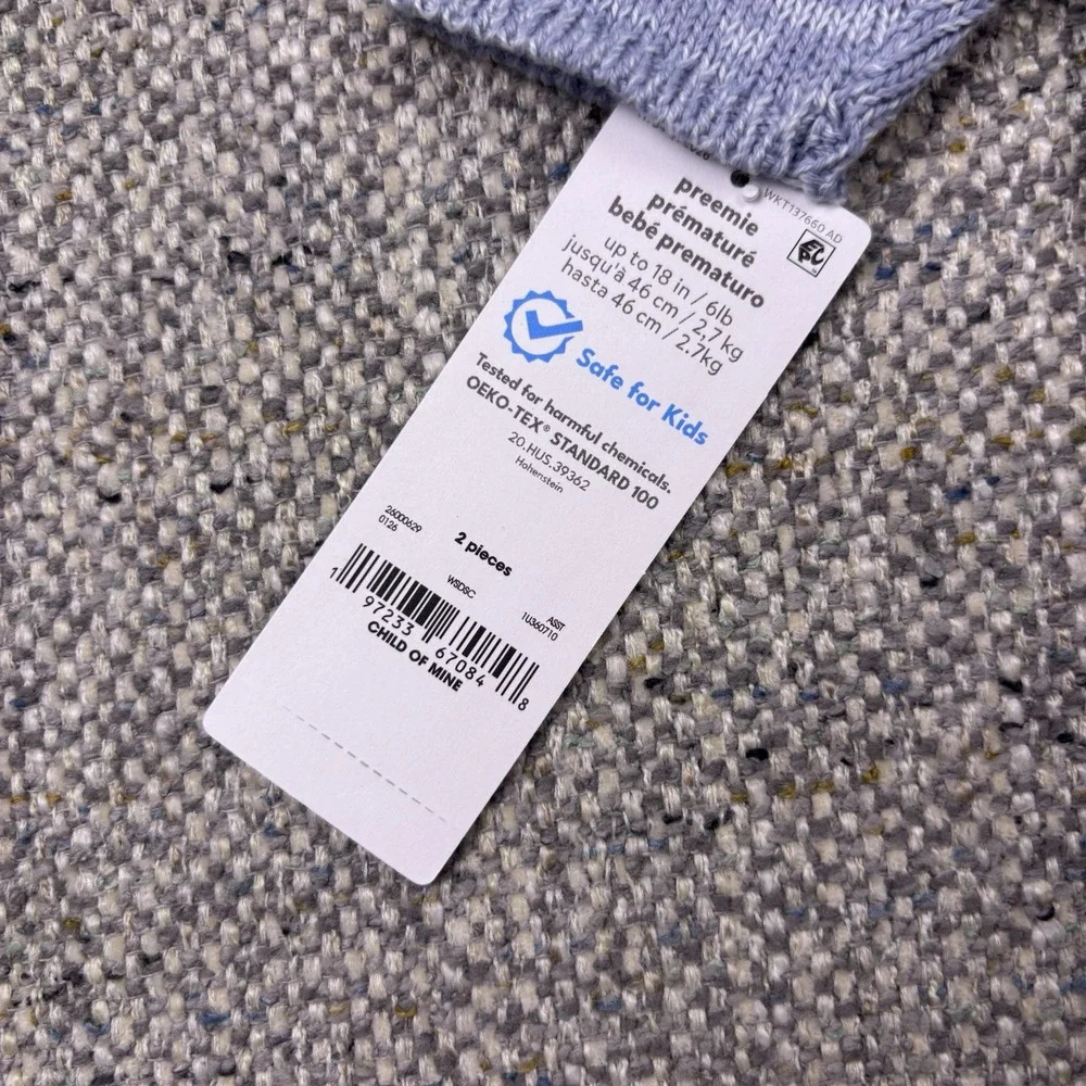 Carter's Child of Mine Baby Knit Sweater Set Blue Hello There 2 Piece Preemie